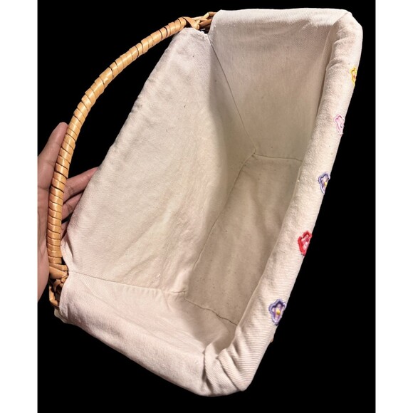 VTG Wicker Wall Hanging Rectangular Decorative Basket With Lining Cottage Core - Picture 5 of 9